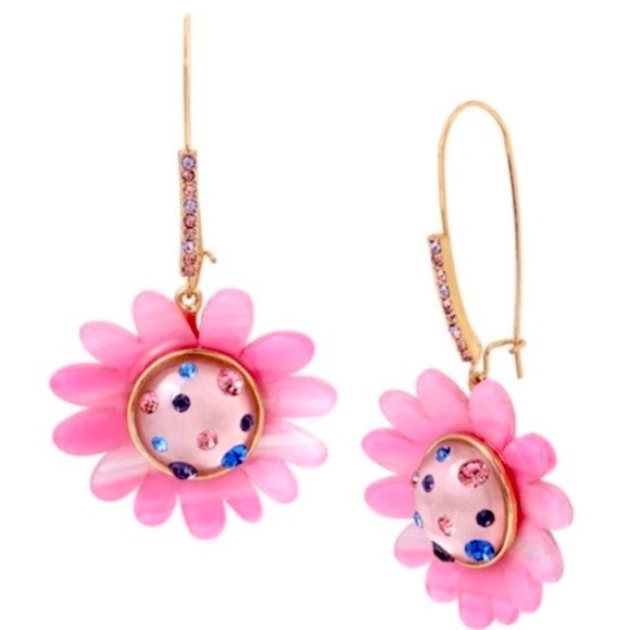 Betsey Johnson NWT Gold Tone Pink Acrylic
Crystals Daisy Drop Earrings (J091) - Picture 2 of 7